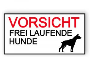 Vorsicht - Frei laufende Hunde Aufkleber