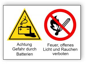 Achtung Gefahr durch Batterien