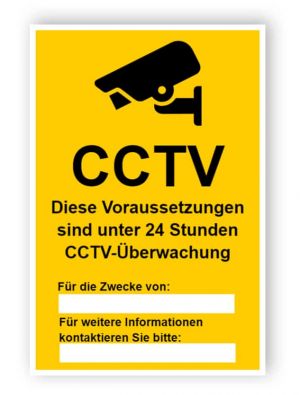 CCTV-Schild mit zwei leeren Textfeldern