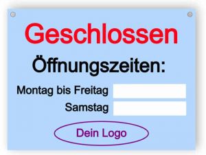 Schild für Geschäft