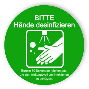 Bitte Hände desinfizieren - Grün Aufkleber