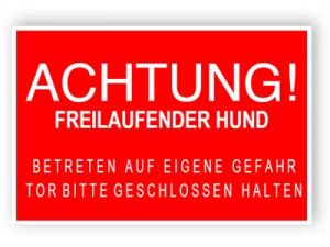 Vorsicht Hund Schild - Achtung bissiger Hund (Rot)