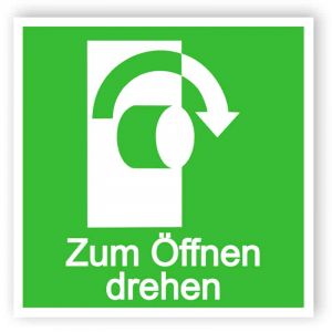 Zum Öffnen drehen Schild