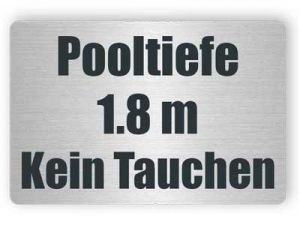 Pooltiefe, Kein Tauchen - Edelstahlschilder