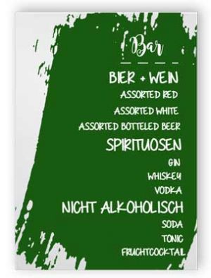 Bar-Menü-Schild