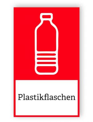 Rote Plastikflaschen Aufkleber