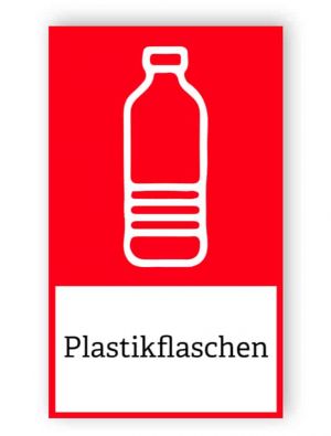 Rote Plastikflaschen Aufkleber