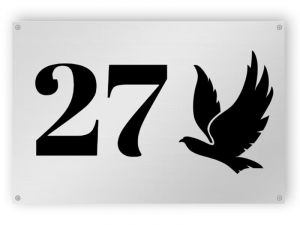 Silber Hausnummer Schild mit Vogel