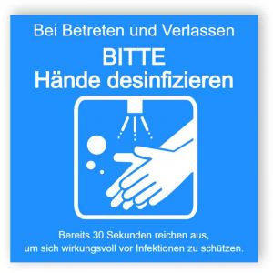 Bitte Hände desinfizieren - Blau Aufkleber