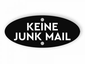 Schwarz kein Junk-Mail-Schild