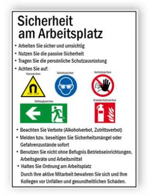 Infotafel Sicherheit am Arbeitsplatz