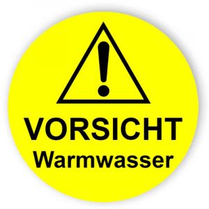 Abgerundete Vorsicht Warmwasser Aufkleber